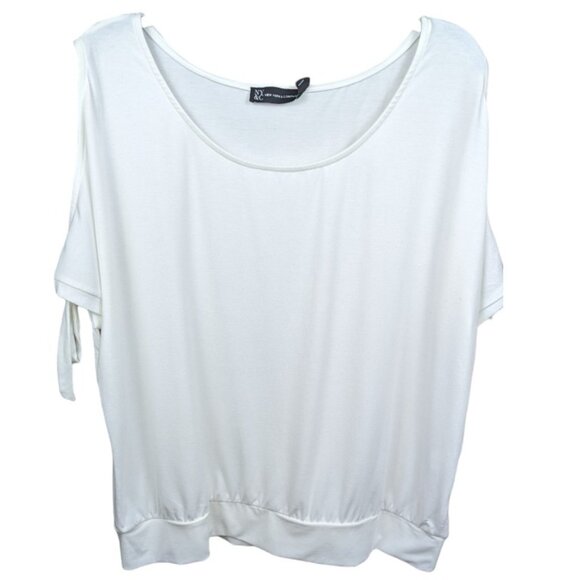 New York & Co Blouse Short-Sleeve Cold Shoulder Tie Knot Women's XXL Shirt - Picture 1 of 11
